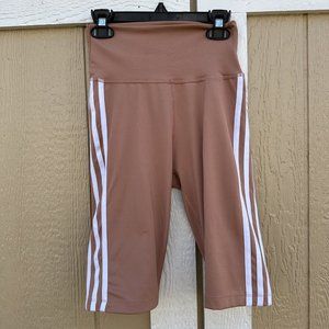 Adidas Originals Orange 3 Stripes Bike Cycle Tights Shorts High Waist Size XS